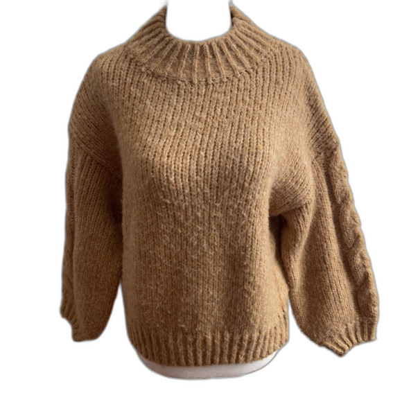 Petal + Pup Pullover Mock Neck Sweater Golden Tan Size S/M - Picture 1 of 7